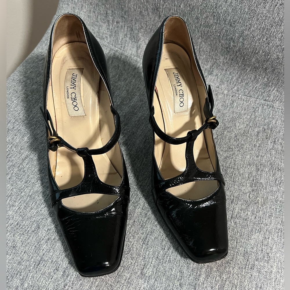 Jimmy choo patent leather penda T-strap Mary Jane